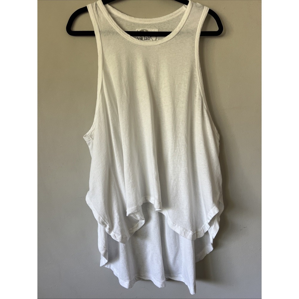 Frank & Eileen Tee Lab White Oversized High Low Cotton Tank Top Size Large